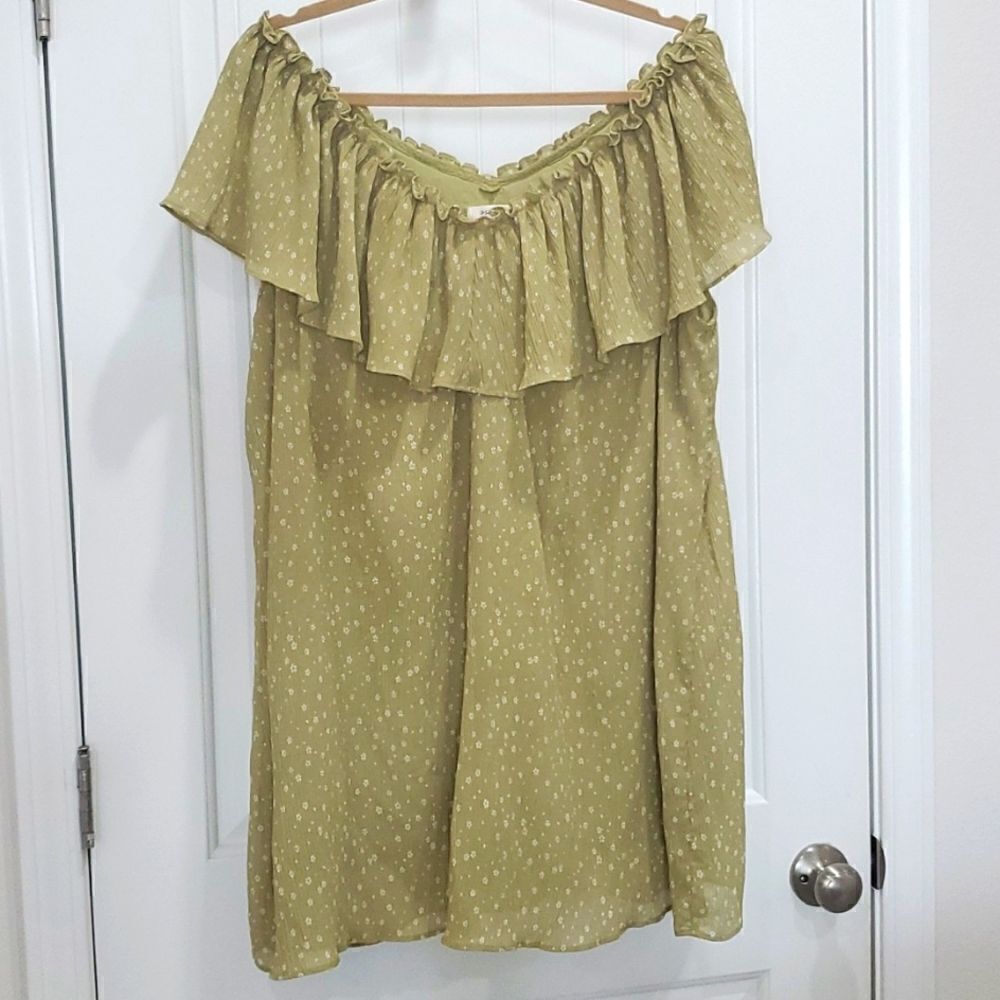Mustard Seed Saige Green Romper Dress, Size Large